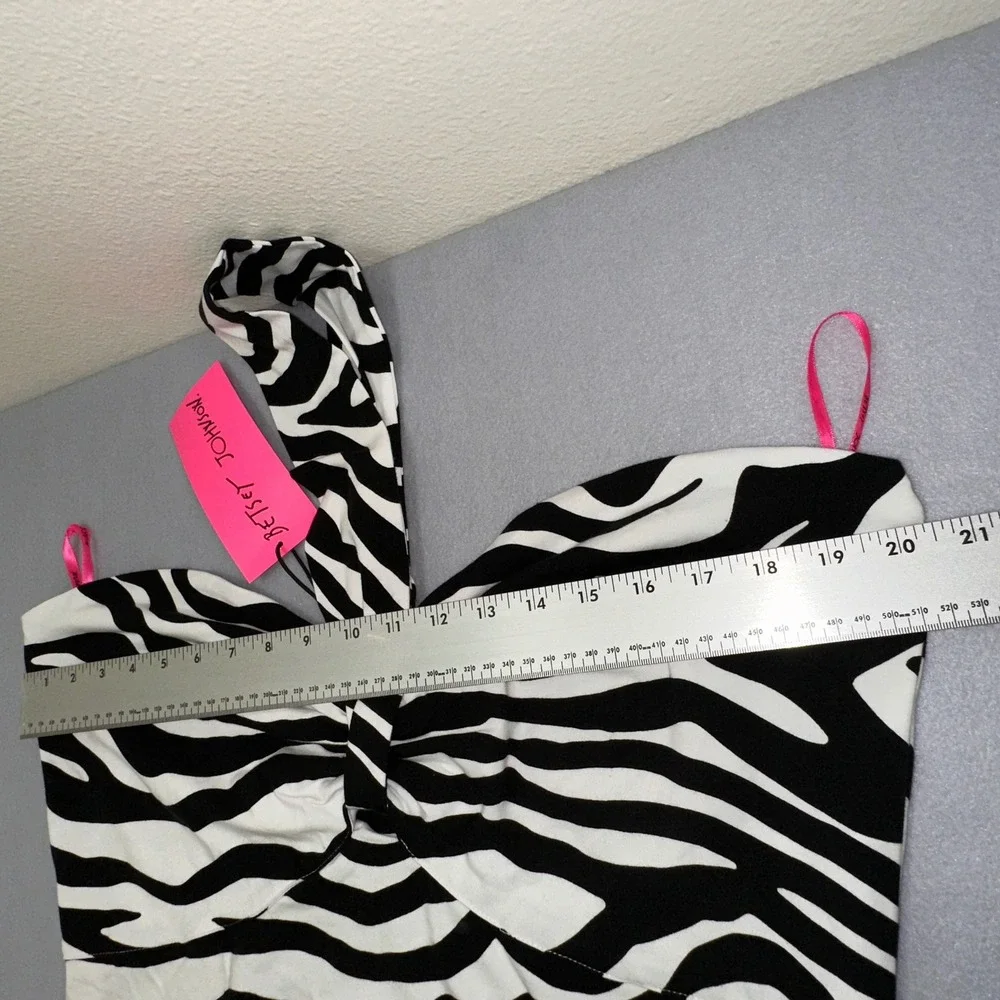 Betsey Johnson Izzy Halter Dress Womens XXL Sonic White Black Zebra NWT $99 - Picture 4 of 9
